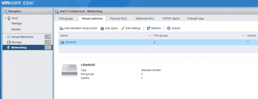 How to Manage VMware VLAN Configurations. Click the Virtual switches tab.