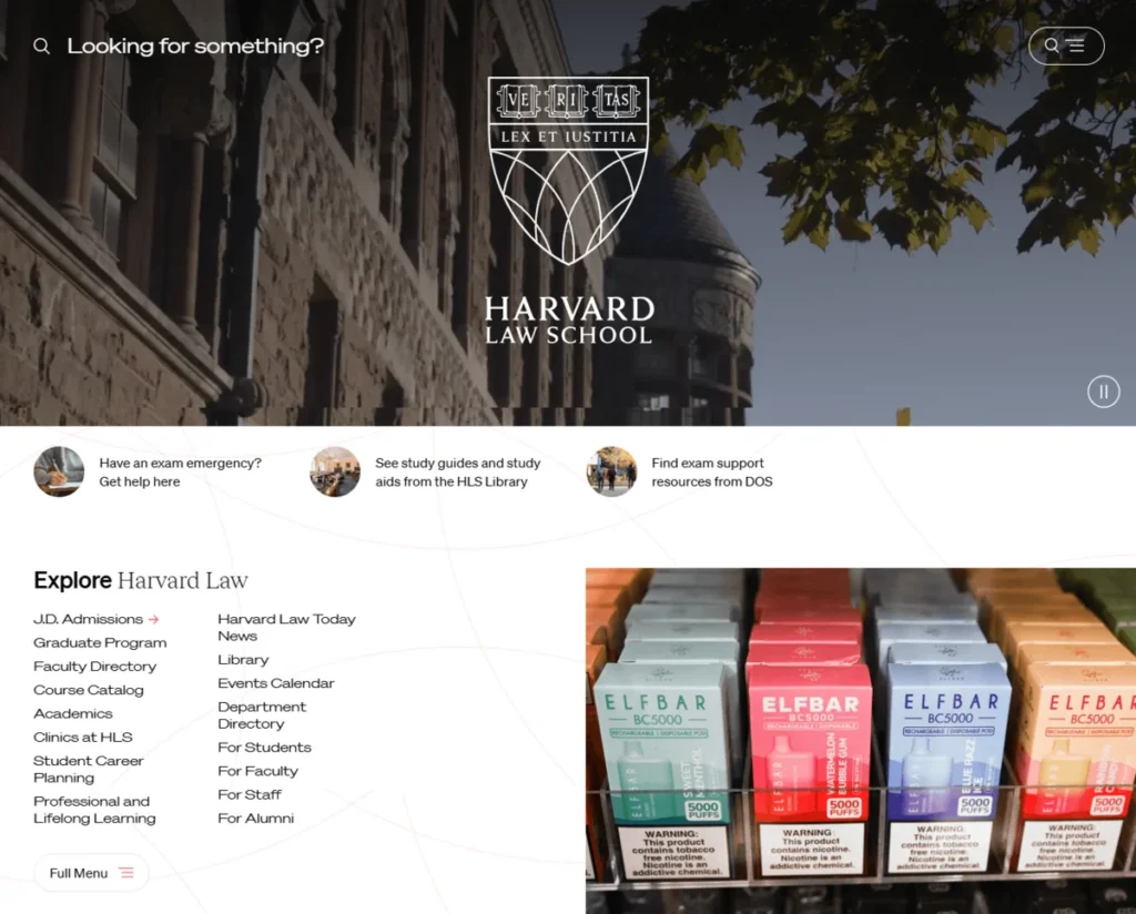 Harvard Law School’s homepage.