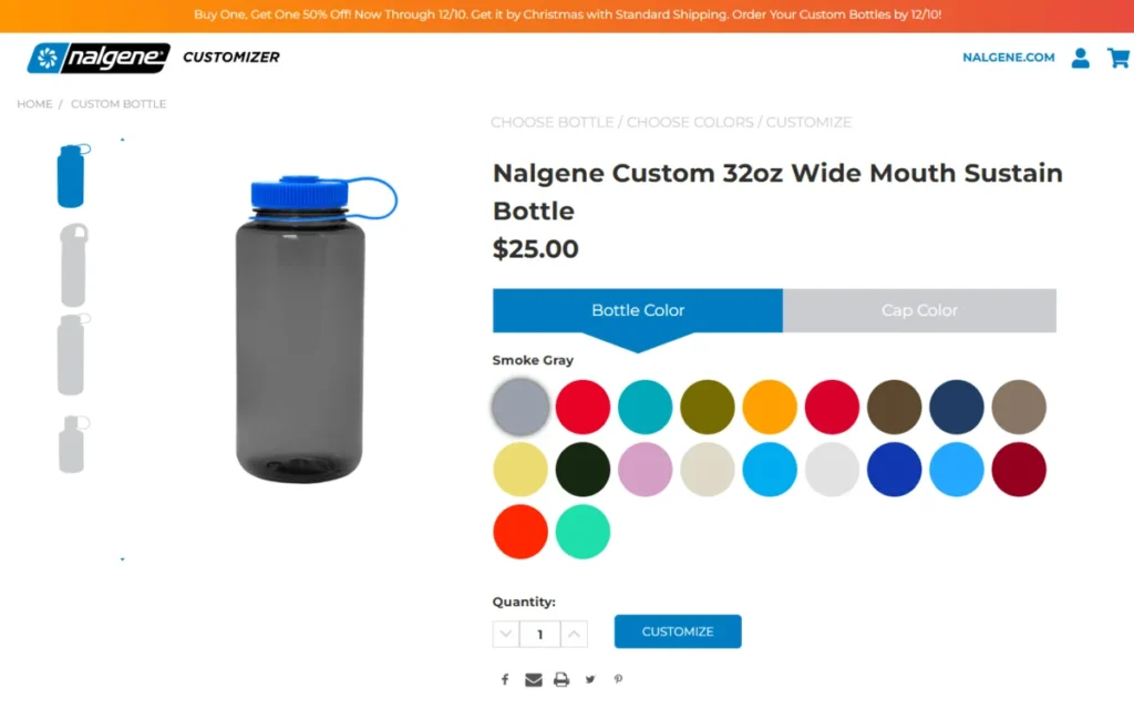 Nalgene’s bottle customizer.